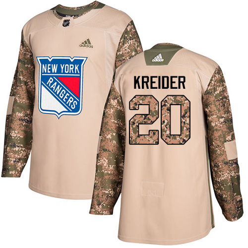 Adidas Rangers #20 Chris Kreider Camo Authentic Veterans Day Stitched Youth NHL Jersey